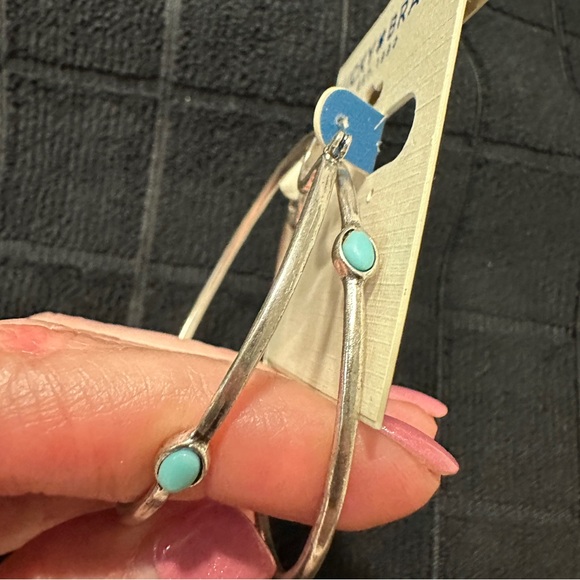 NWT: Lucky Brand Silver Earrings w/ Turquoise - Picture 4 of 4
